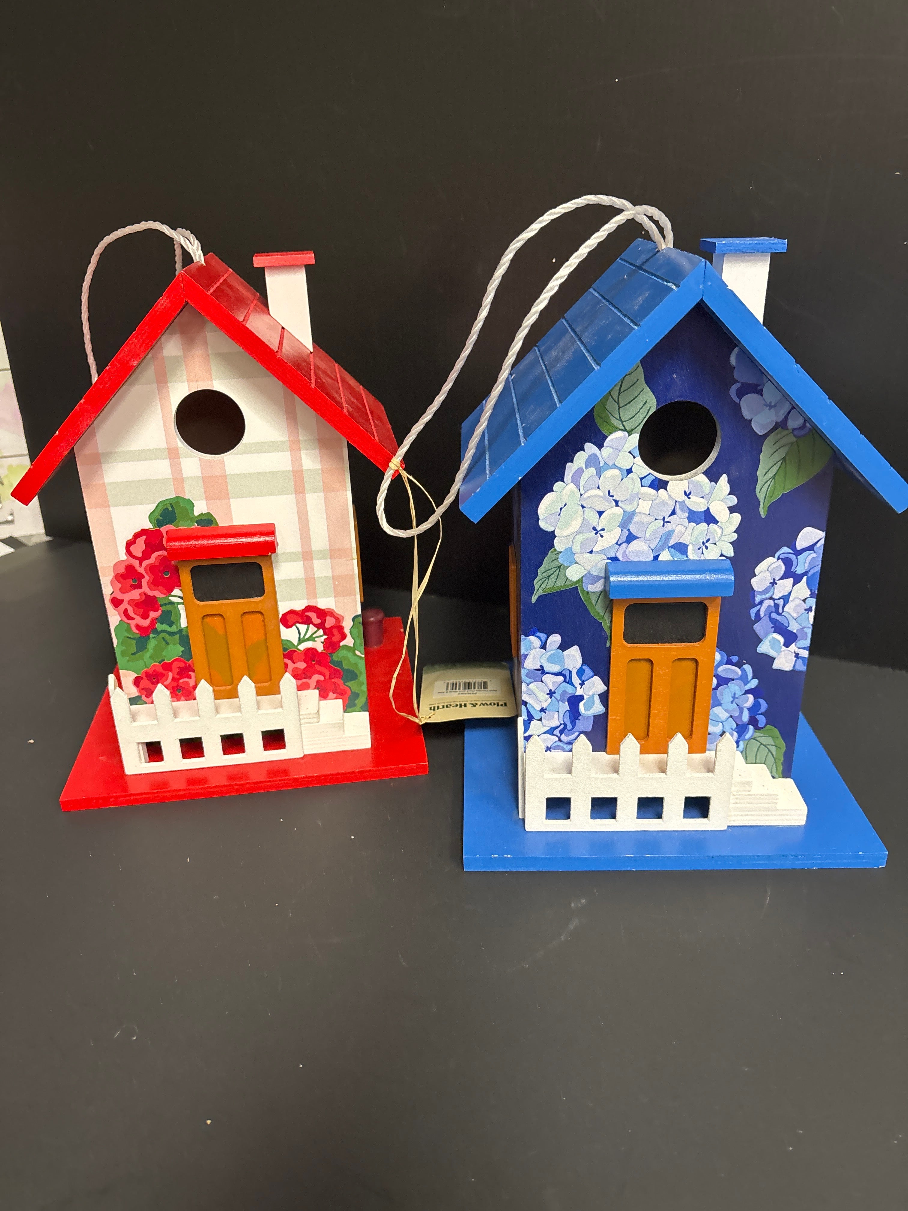 Distressed Floral Painted Bird House