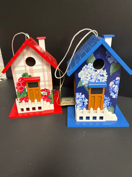 Distressed Floral Painted Bird House