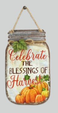 Fall Metal Mason Jar Sign