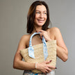 Raffia Bag with Scarf Handles
