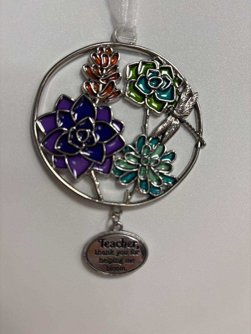 Floral stained glass keepsake ornaments