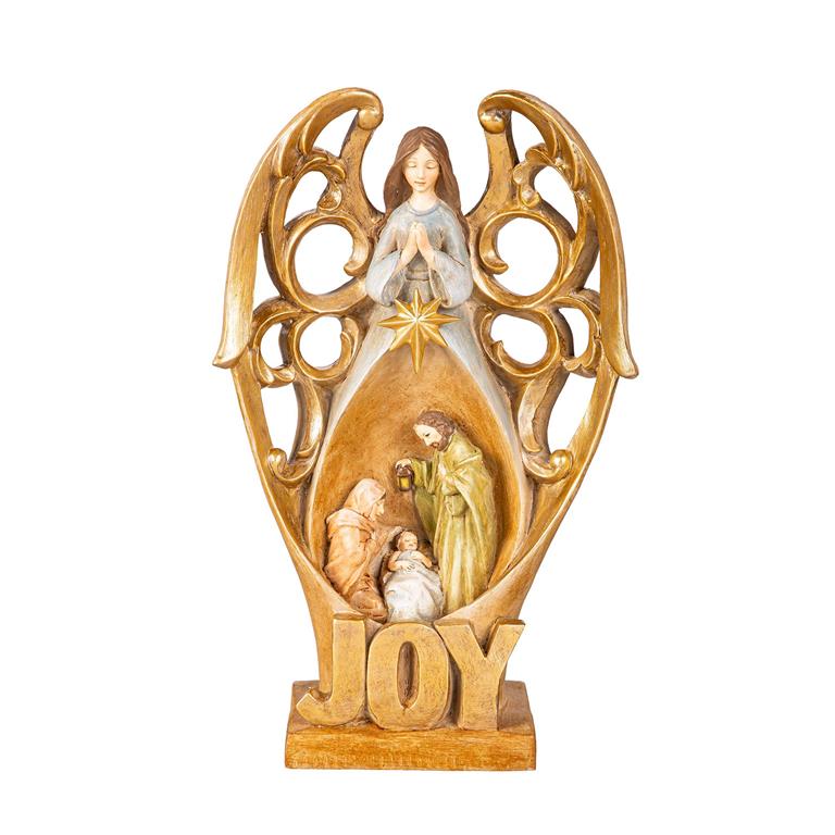 LED Angel with nested Nativity