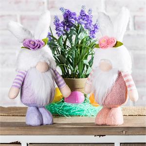 Hop Into Spring Table Decor Fabric Gnome with Bunny Ears