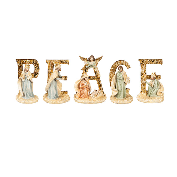 "Peace" Nativity Table Décor, 5 Piece Set