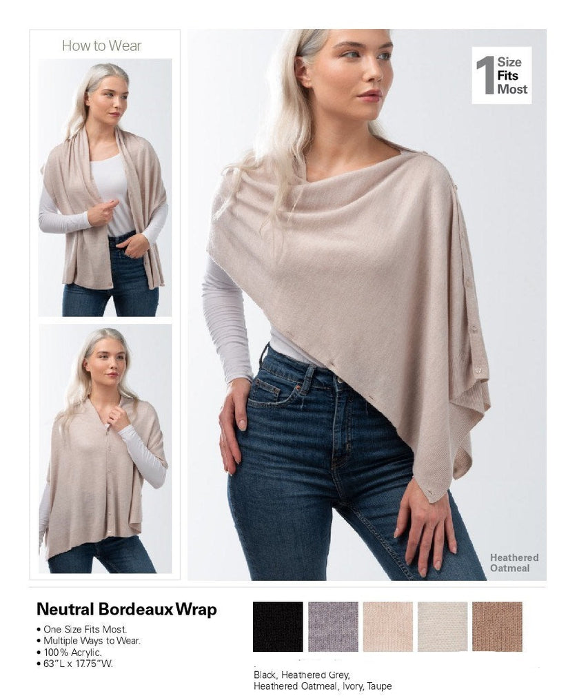 Bordeaux Fall Wrap with buttons