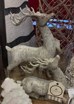 White Polystone Birch Bark Reindeer Décor-Set of 2