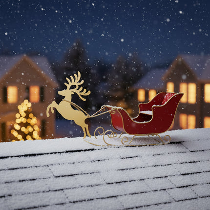 Metal Reindeer and Sled
