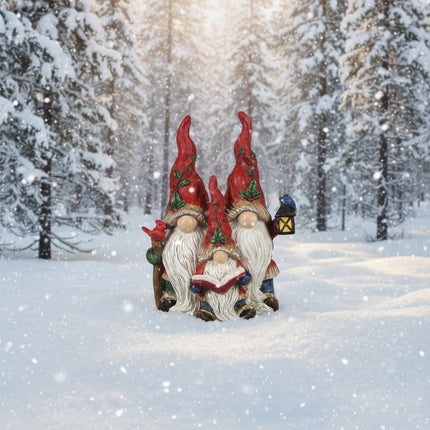 Resin Gnome Santa Caroling Trio
