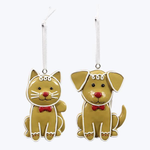 Resin Gingerbread Dog or Cat Ornament
