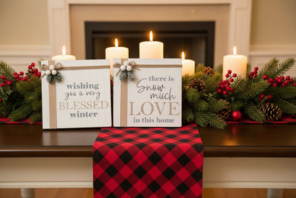 White Wooden Christmas Box Signs