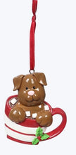 Resin Cat or Dog in Hot Chocolate Mug Ornament