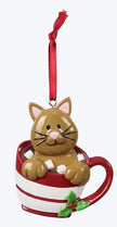 Resin Cat or Dog in Hot Chocolate Mug Ornament