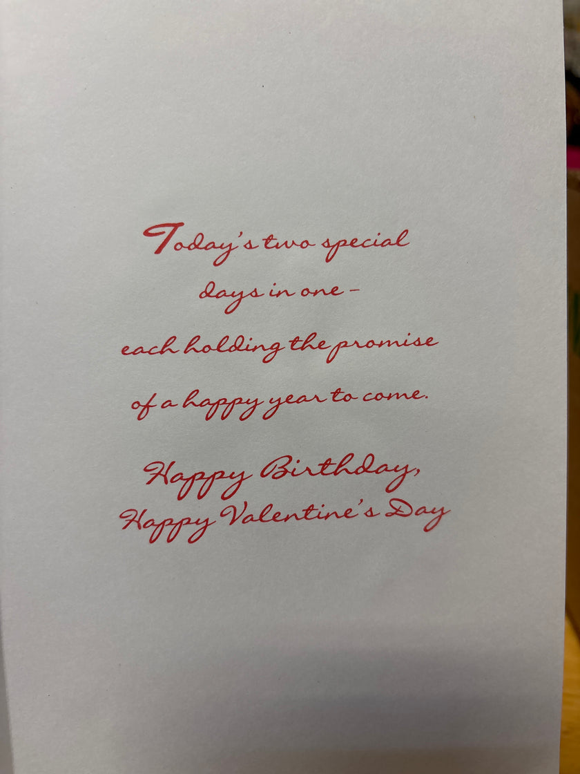 Valentine's plus Birthday card