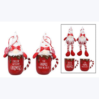 Ceramic Cocoa Mug with Plush Gnome Ornament