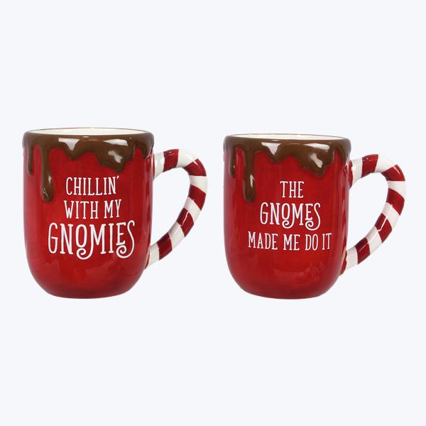 Ceramic Cocoa Mug with Plush Gnome Ornament