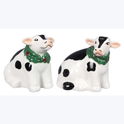 Ceramic Country Christmas Salt and Pepper Set of 2