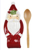 Ceramic Christmas Old Santa Spoon Rest and Wooden Spoon Set