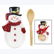 Ceramic Snowman plate with wooden spoon