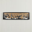 Black rustic woodland lodge winter scene wall art