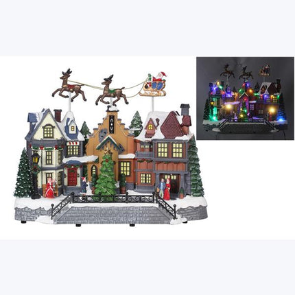 Resin Traditional Christmas Tabletop Battery Operated LED Village
