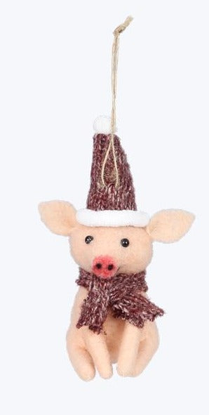 Wool Felt Country Christmas Pig Ornament