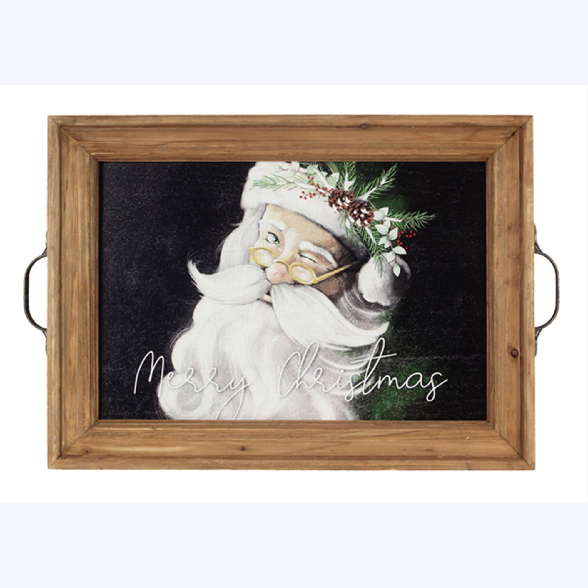 Wood T'was the Night Santa Portrait Serving Tray