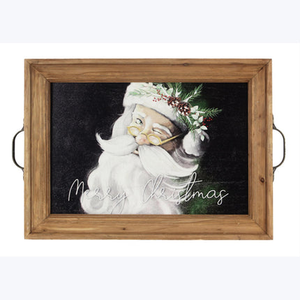 Wood T'was the Night Santa Portrait Serving Tray