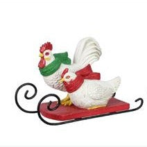 Resin Country Christmas Animals On Sled Decor