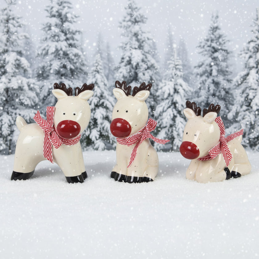 Ceramic Traditional Christmas  Reindeer Figurine