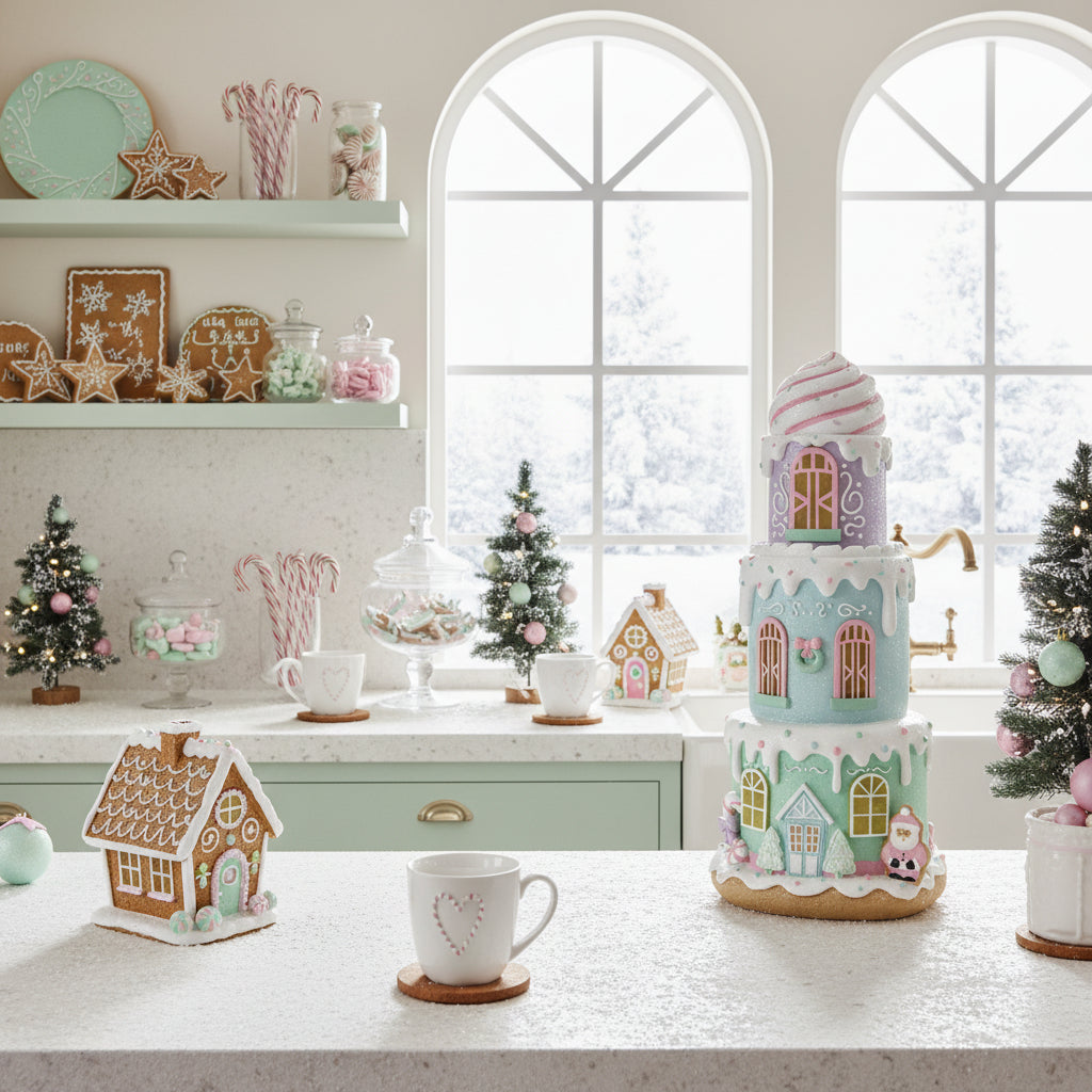 Resin layered Cake Gingerbread LED House Tabletop