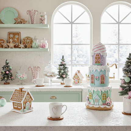 Resin layered Cake Gingerbread LED House Tabletop