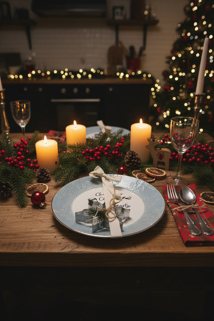 White Winter Sharing Plate with snowflake cookie cutter