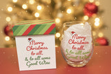 Christmas Stemless Wine Glass Merry Christmas