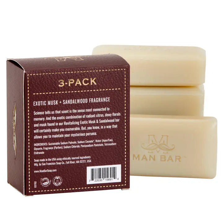 San Francisco Soap Co. Man Bar Mini's Exotic Musk and Sandalwood