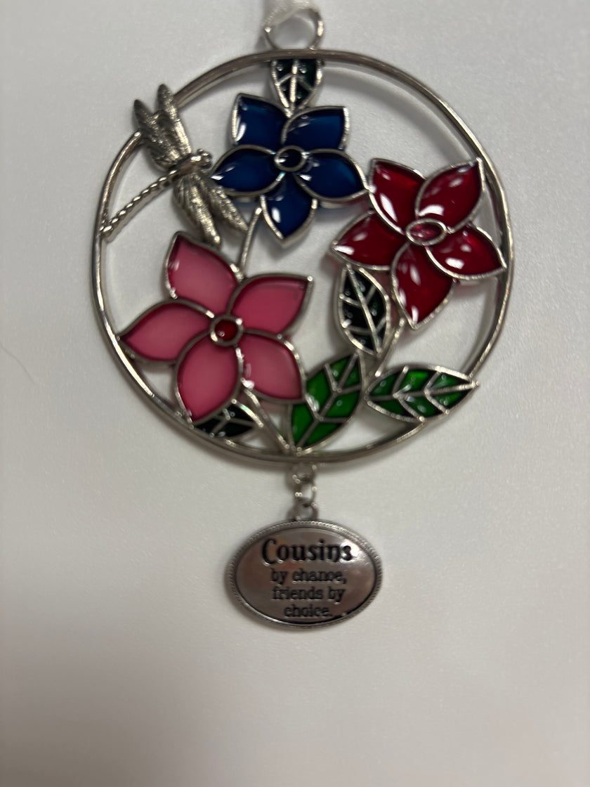 Floral stained glass keepsake ornaments