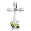 Crystal Expression Cross with White Lilly