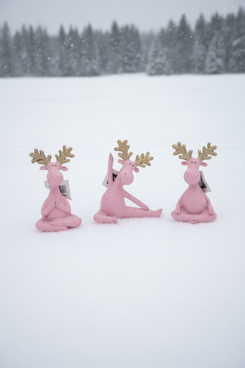 Pink Resin Yoga Deer Tabletop decor