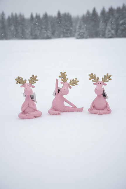Pink Resin Yoga Deer Tabletop decor