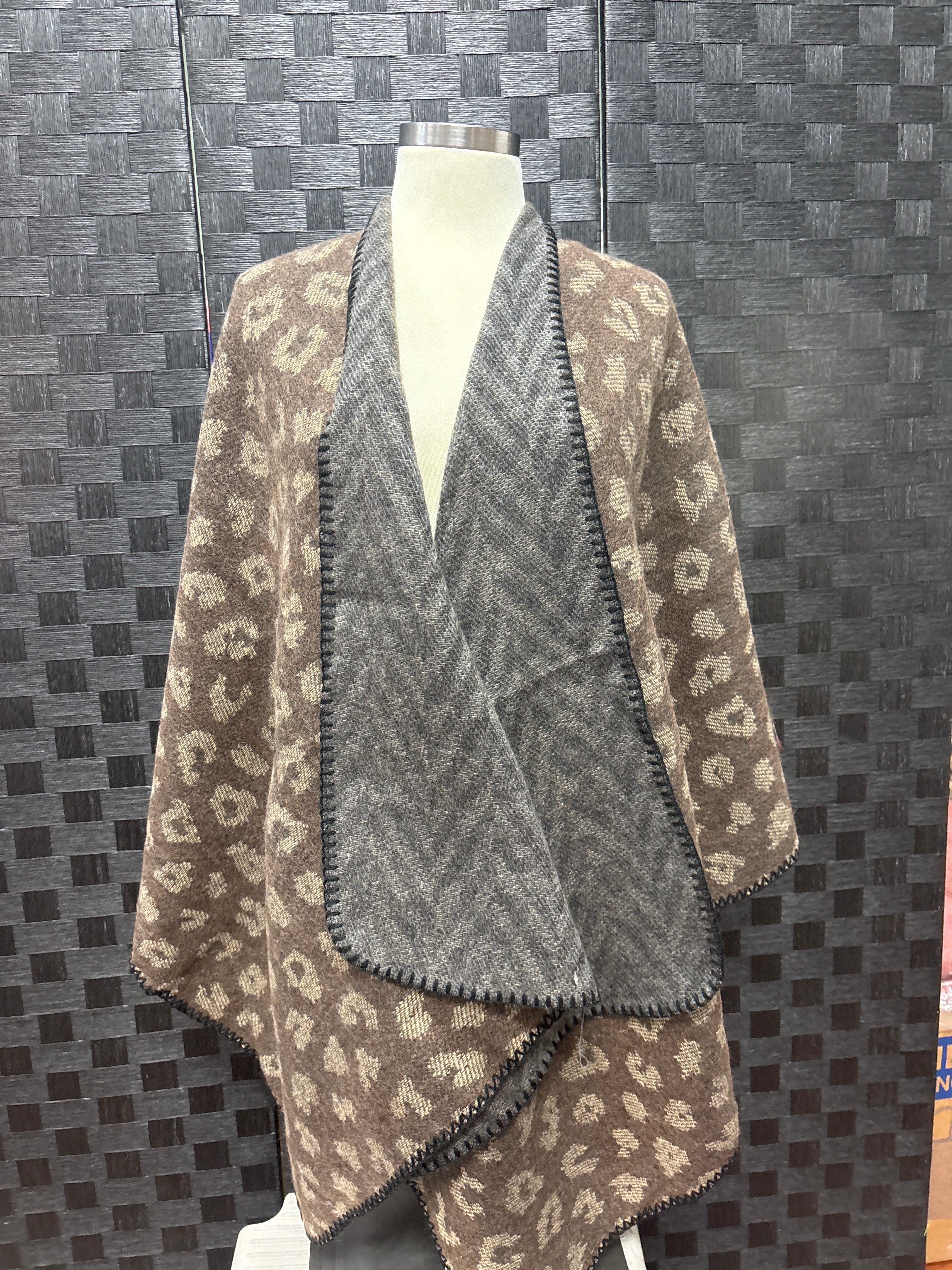Reversible Brown Leopard Print Wrap