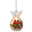 Luxury lite LED Glass Angel with Cardinals Ornament