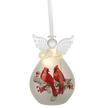 Luxury lite LED Glass Angel with Cardinals Ornament