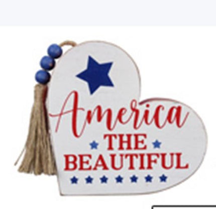 Wooden 4th of July Heart Tabletop sign