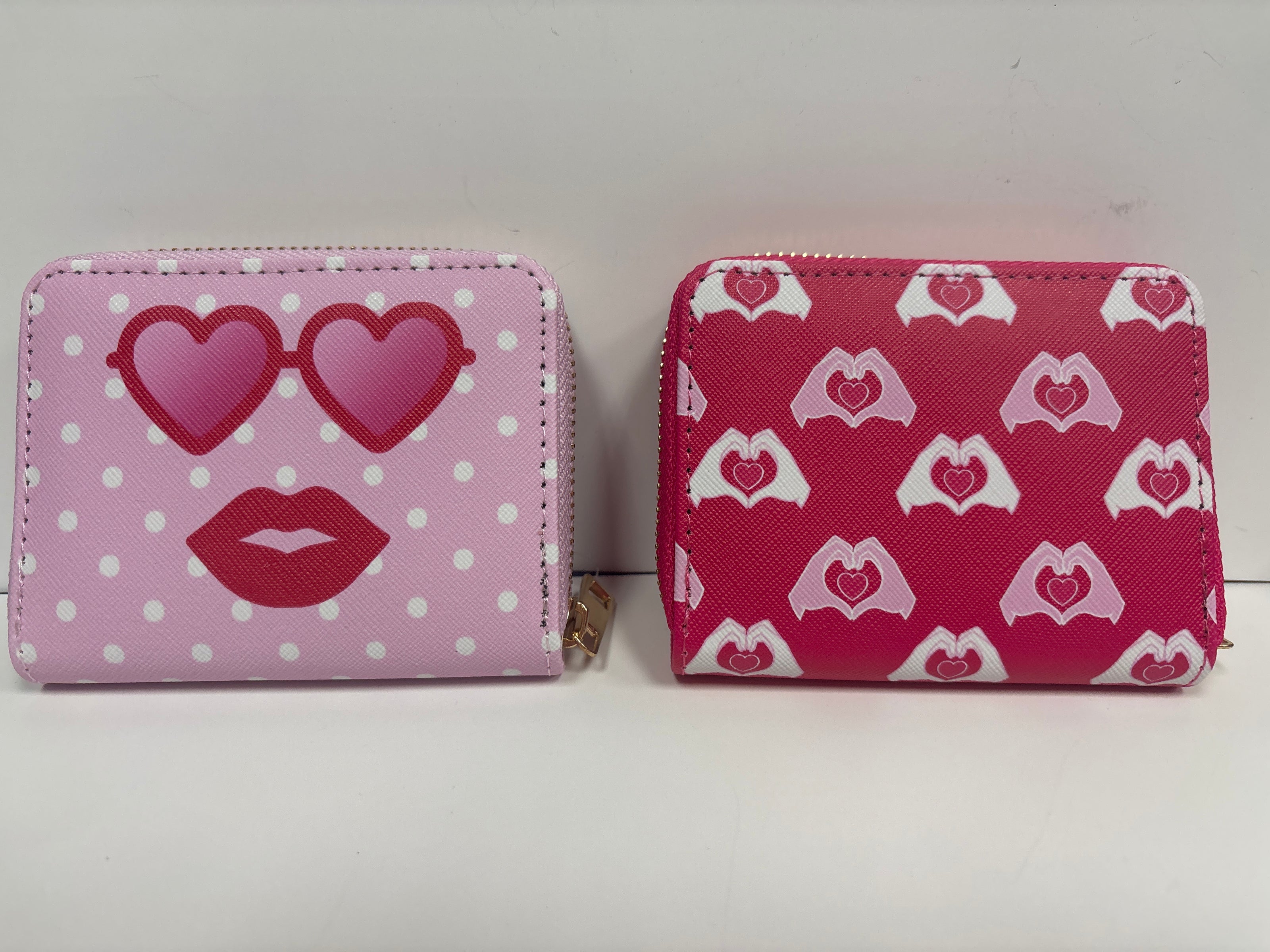 Small Heart Hands and Sunglass patterned wallets