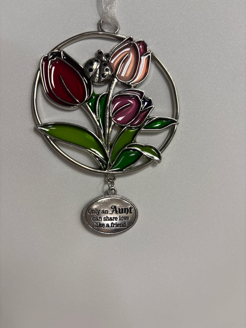 Floral stained glass keepsake ornaments