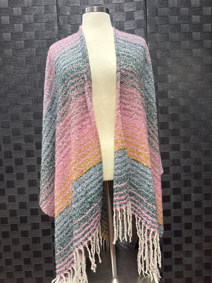 Ombre Striped Poncho Wrap