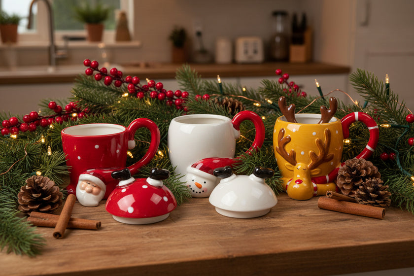 Festive Christmas Mugs with lids