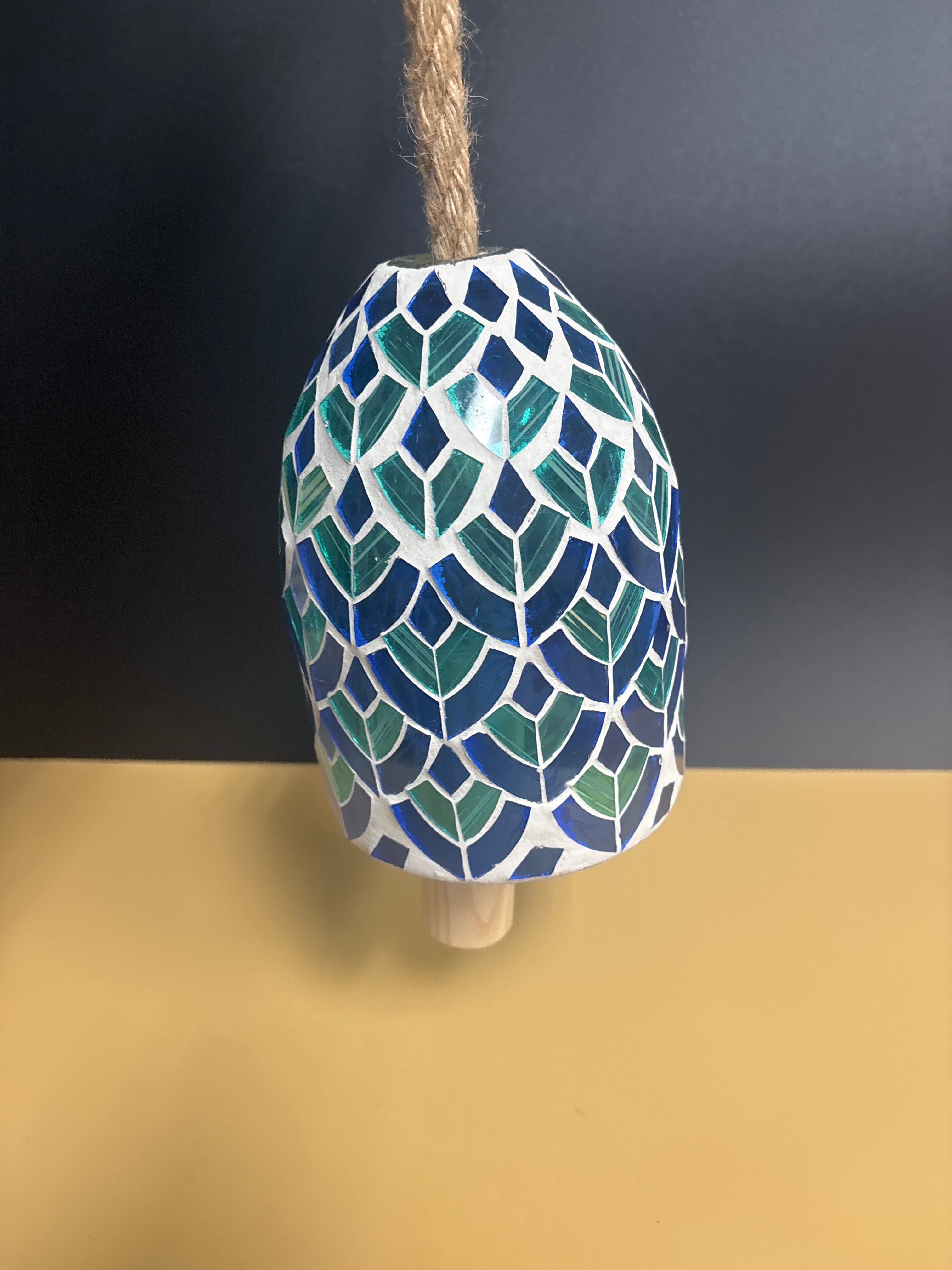 Teal, Blue, & White Mosaic Bell