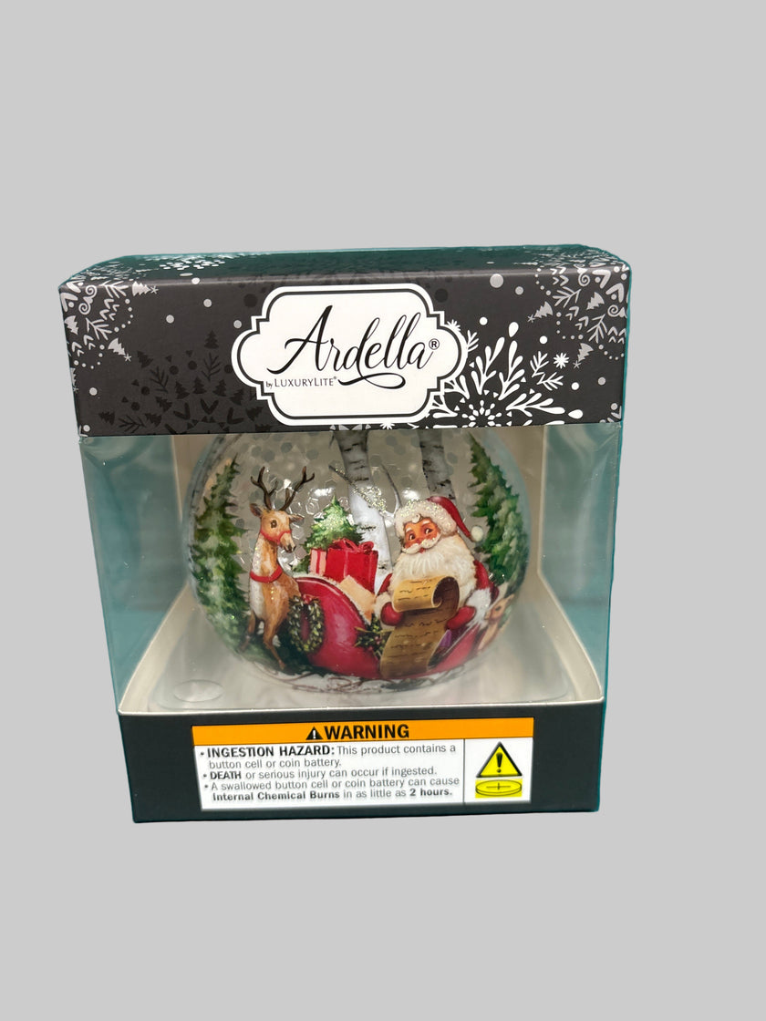 Christmas LED Lights 3.5'' H Glass Classic Santa Ball Ornament