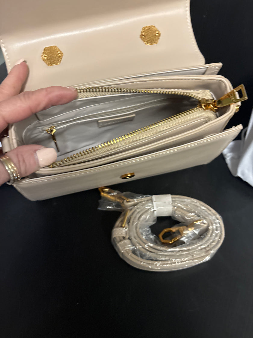 Light Beige Clutch with pearl and ribbon handle