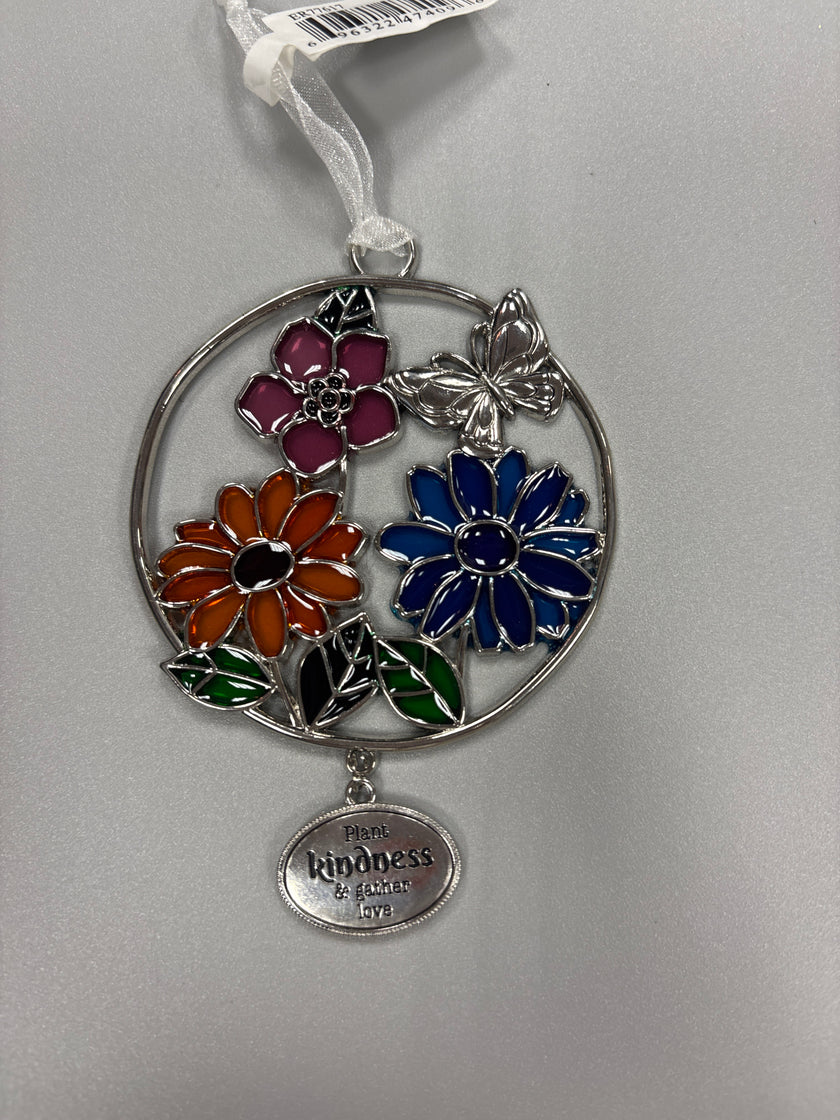 Floral stained glass keepsake ornaments